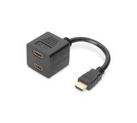 Digitus Répartiteur HDMI Mâle vers 2x HDMI Femelle 0.2m, Full HD 1920x1200, AWG30, Contacts Or, Cuivre, Noir - AK-330400-002-S