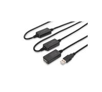 Digitus Répéteur USB 2.0 DA-73103 : Câble d'extension 25m, connecteurs USB-A mâle/femelle, débit max 480 Mbit/s, noir, Plug & Play