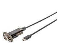 DIGITUS Adaptateur USB vers série - Convertisseur RS232 - USB 2.0 Type-C vers DSUB 9M - chipset FTDI FT232RL - câble de Connexion de 1m