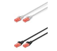 DIGITUS Set: Câble réseau Cat 6-3m - 10 pièces - RJ45 mâle - U/UTP non blindé - Câble Ethernet, Câble LAN - CCA cuivre-aluminium doublé - 5x gris / 5x noir