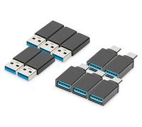 DIGITUS Set: Kit Adaptateur USB 3.2 Gen1-5X USB A (mâle) vers USB C (Femelle) - 5X USB C (mâle) vers USB A (Femelle) - 5 Gbit/s - câble Adaptateur, câble USB - Noir