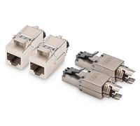 DIGITUS Set: Kit réseau Cat 8.1 - 2X module Keystone & 2X connecteur réseau - RJ45-2000 MHz - 25/40GBase-T - Catégorie 8 Classe I - Connecteur de Terrain blindé à 360° - sans Outil - AWG 26/7 à 22/1