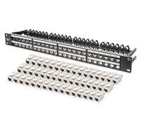 DIGITUS Set: Panneau de brassage - modulaire - 19 Pouces - 48 Ports - blindé - Montage en Rack 1U - Noir - avec 48x module Keystone Cat6A