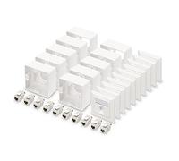 DIGITUS Set: Prise réseau 1 port - 10 pièces - Avec 10x modules Keystone Cat6A - Sortie coudée à 45° - Avec cadre pour montage en saillie - Blanc