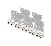 DIGITUS Set: Prise réseau 2 ports - 5 pièces - Avec 10x module Keystone Cat6A - Coudé à 45° - Design possible - Sans cadre/cache