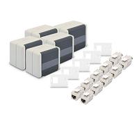 DIGITUS Set: Prise réseau Outdoor pour modules Keystone IP44 (5 pièces) - Avec prise réseau Cat-6A Keystone (10 pièces) - Convient pour câble de pose Ethernet Outdoor