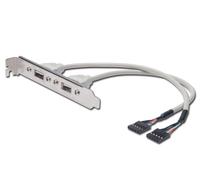 DIGITUS Slotblech 2xUSB/A -> IDC 2x5Pin Bu/Bu 0.25m Polybeutel