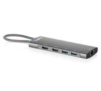 DIGITUS Station d'accueil USB-C - 9 Ports - 2X HDMI 2.0, 5X USB 3.2 Gen 1 | 1 port RJ45 Gigabit Ethernet - UHD 4K 60 Hz - Power Delivery 100 W - 9-en-1 - Gris