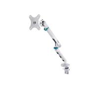 DIGITUS Support d'écran pour 1 écran - jusqu'à 35 po - Ressort mécanique | Capacité de charge de 10 kg - Pour écrans plats et incurvés - VESA 75x75, 100x100 - Pince de fixation pour table - Blanc