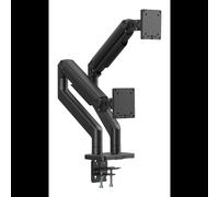 Digitus Support Double Écran DA-90474 : 2x 45" (2x 20kg), VESA 75x75/100x100, Fixation Bureau (Pince/Traversée), Inclinaison -20°/+50°, Rotation 360°, Gestion câbles