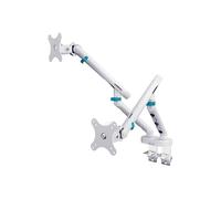 DIGITUS Support Double écran - Deux écrans - jusqu'à 35 Pouces - Ressort mécanique - Charge maximale 10 kg - pour Moniteur Plats et incurvés - VESA 75x75, 100x100 - série Design - Blanc