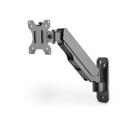 DIGITUS Support Mural pour écran - Ressort à gaz - jusqu'à 32 Pouces | Capacité de charge de 8 kg - VESA 75x75, 100x100 - orientable, inclinable, pivotant et réglable en hauteur - Noir