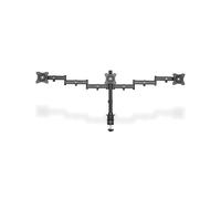 Digitus Support Triple Écran Pince Bureau DA-90362 : Jusqu'à 27", VESA 75x75/100x100, Inclinaison 45°, Rotation 360°, Charge Max 8kg