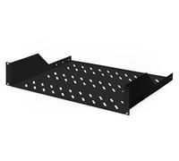 DIGITUS Tablette Fixe - 19 Pouces - 2UH - Fixation à l'avant - Charge admissible 25 kg - pour armoires réseaux et serveurs - Profondeur d'armoire à partir de 450 mm - Noir
