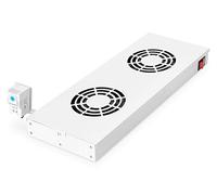 DIGITUS Unité de ventilation pour rack 19" (1U), ou montage en toiture dans une armoire serveur et réseau VarioFLEX, 2x ventilateur, thermostat, noir (RAL 9005)