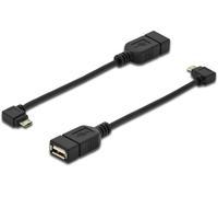 DIGITUS Câble adaptateur USB 2.0 - 0,15 m - USB Micro B (mâle) vers Type A (femelle) - 480 Mbps - Noir
