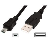 DIGITUS USB 2.0 Anschlusskabel Typ A -mini B St/St 1.8m, sw