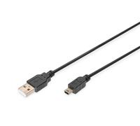DIGITUS USB 2.0 Kabel - 3m - USB A zu Typ Mini B (5 Pin) - 480 Mbps - Verbindung