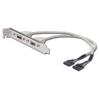 DIGITUS USB 2.0 Slot bracket - 0.25 m - 2x IDC (5-pin) (Bu) to 2x USB A (Bu) - 4