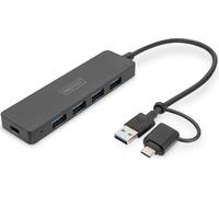 DIGITUS USB 3.0 Hub 4-Port Slim, USB-C Adapter 0,2m Kabel