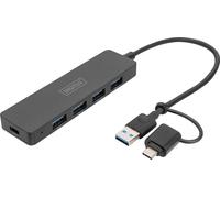 DIGITUS USB 3.0 Hub 4-Port Slim, USB-C Adapter 1,2m Kabel
