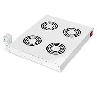 DIGITUS Ventilateur pour armoire réseau 19 pouces - 4 ventilateurs - 1U | Thermostat - Débit d'air 9,3 m³ par minute - Montage modulable sur les rails profilés 19 pouces - Gris