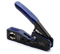 Tool for termination of pass-through RJ45 (8P8C) for CAT 5e and CAT 6 modular plugs
