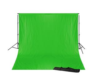 Digixo - Kit Fond Tissu en coton Vert 3 x 7 m + Support de fond
