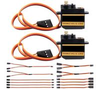 DiGiYes Lot de 2 mini servomoteurs analogiques ES08MA II 12 g en métal pour modèle RC avec 12 câbles d'extension JR à 3 broches 60 cœurs et câble servo répartiteur en Y