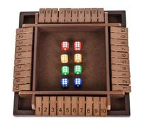 DIGNFENG Shut The Box Jeu de 4 Joueurs, Jeu de Dés en Bois, Planche Pliante Jeu avec 8 Cubes de Couleur Jeux de société Adultes et Enfants, Jeux de Société pour Famille Voyage Pub Marron