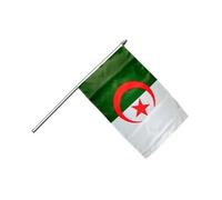 Digni® Drapeau Algerie sur hampe 30 x 45 cm avec autocollant, petit drapeau en polyester pour événements, supporters et décoration