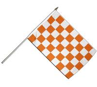 Digni® Drapeau Damier Blanc-Orange sur hampe