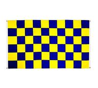 Digni Drapeau de Balcon (avec 4 Oeillets) Damier Bleu-Jaune - 90 x 150 cm Sticker Gratuit
