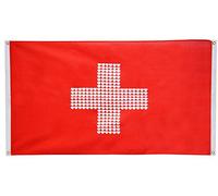 Digni Drapeau de Balcon (avec 4 Oeillets) Drapeau à Coeur Suisse - 90 x 150 cm Sticker Gratuit