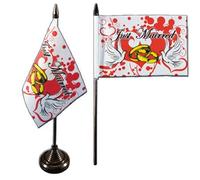 Digni® Drapeau de Table Just Married 3, Mini Drapeau - 10 x 15 cm