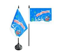 Digni® Drapeau de Table Merry Christmas Père Noël Bleu, Mini Drapeau - 10 x 15 cm