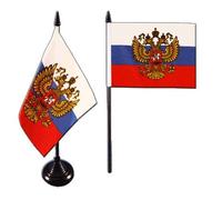 Digni® Drapeau de Table Russie avec Blason, Mini Drapeau - 10 x 15 cm