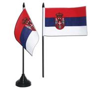 Digni® Drapeau de Table Serbie avec Blason, Mini Drapeau - 10 x 15 cm