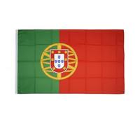 Digni Drapeau Portugal 90 x 150 cm avec autocollant - drapeau de supporter avec 2 œillets métalliques