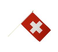 Digni® Drapeau Suisse sur hampe 30 x 45 cm avec autocollant, format compact en polyester pour événements, supporters et décoration