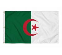 Digni Drapeau XXL Algérie 150 x 250 cm avec autocollant - grande bannière de supporter avec 3 œillets métalliques