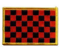 Écusson brodé Flag Patch Damier Rouge-Noir - 8 x 6 cm