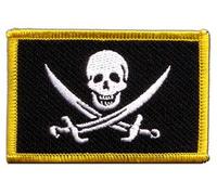 Digni Écusson brodé Flag Patch Pirate avec Deux épées - 8 x 6 cm