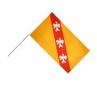 Digni® Grand drapeau France Lorraine sur hampe 60 x 90 cm avec autocollant, drapeau en polyester pour supporters, fêtes et décoration
