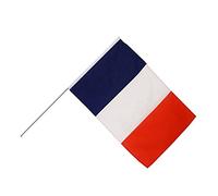 Digni® Grand drapeau France sur hampe 60 x 90 cm avec autocollant, drapeau en polyester pour supporters, fêtes et décoration