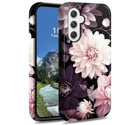 DIGTIALL Coque de protection hybride double couche en polycarbonate et silicone pour Samsung Galaxy S25 FE 6,7" Motif fleurs roses et blanches