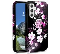 DIGTIALL Coque de protection hybride double couche en polycarbonate et silicone pour Samsung Galaxy S25 FE 6,7" Motif fleurs roses et blanches