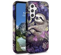 DIGTIALL Coque de protection hybride double couche en polycarbonate et silicone pour Samsung Galaxy S25 FE 6,7" - Motif paresseux blanc
