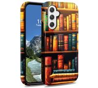 DIGTIALL Coque de protection hybride double couche pour Samsung Galaxy S25 FE 6,7" en polycarbonate rigide et silicone résistant aux chocs pour Samsung Galaxy S25 FE, bibliothèque vintage