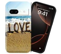 DIGTIALL Coque de téléphone pour Google Pixel 8A 6,1 pouces, coque en polycarbonate rigide, protection complète antichoc pour Pixel 8A, mot amour sur la plage